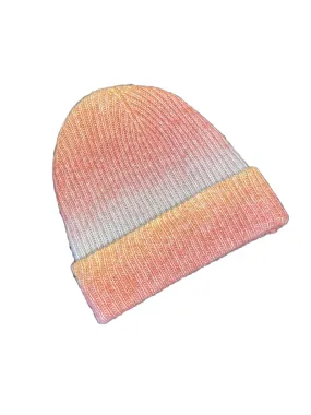 Ribbed Ombre Foldover Beanie - Coral