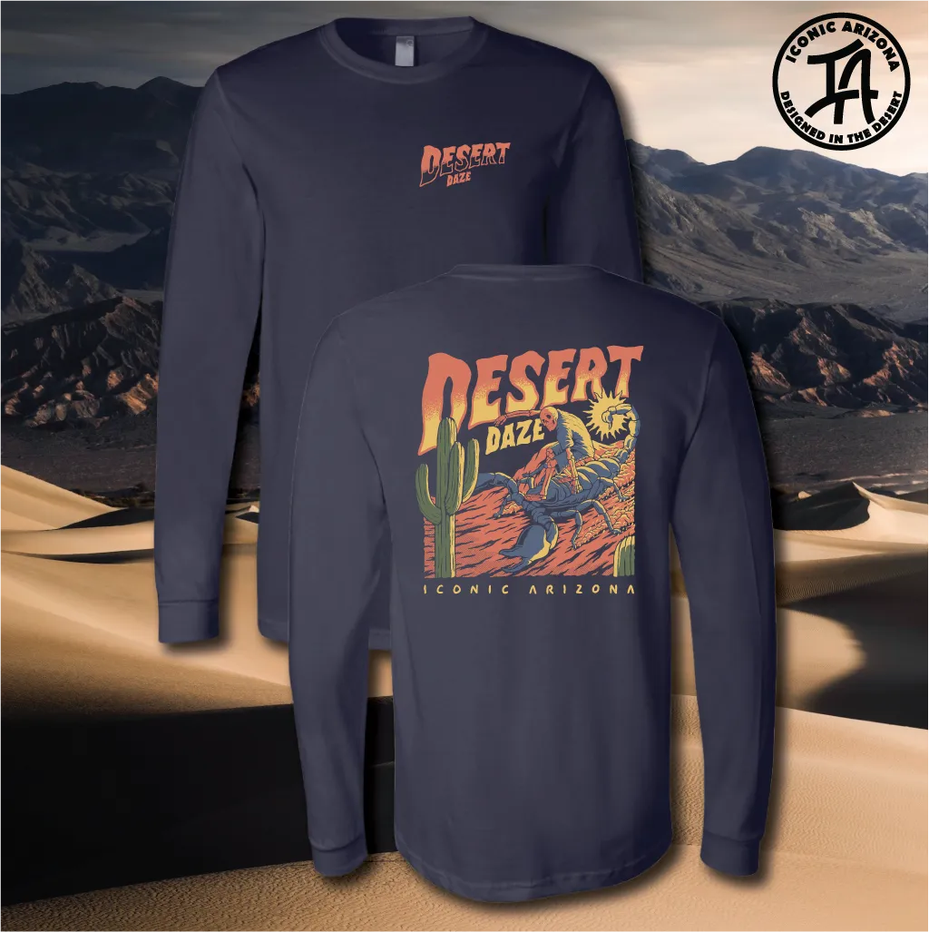Scorpion Surfer Unisex Long Sleeve Tee - Navy Blue - Final Sale