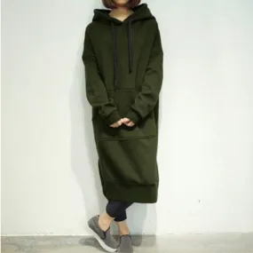 Sidiou Group Hoodies Womens Baggy Sweatshirt Dress Casual Oversize Hooded Sweater