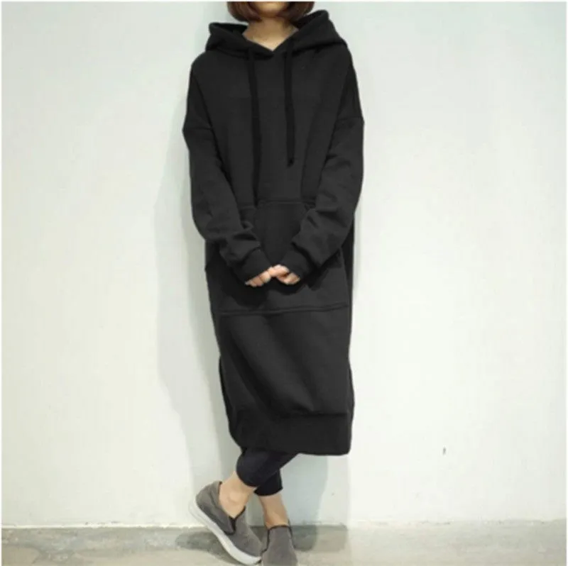 Sidiou Group Hoodies Womens Baggy Sweatshirt Dress Casual Oversize Hooded Sweater