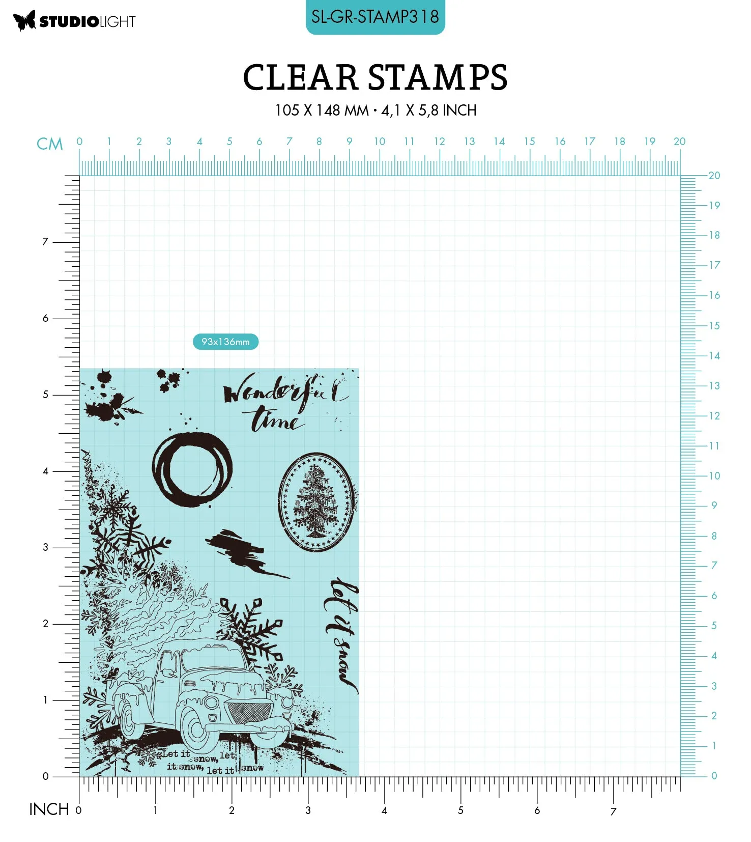 SL Clear Stamp Winter Truck Grunge Collection 148x105x3mm 8 PC nr.318