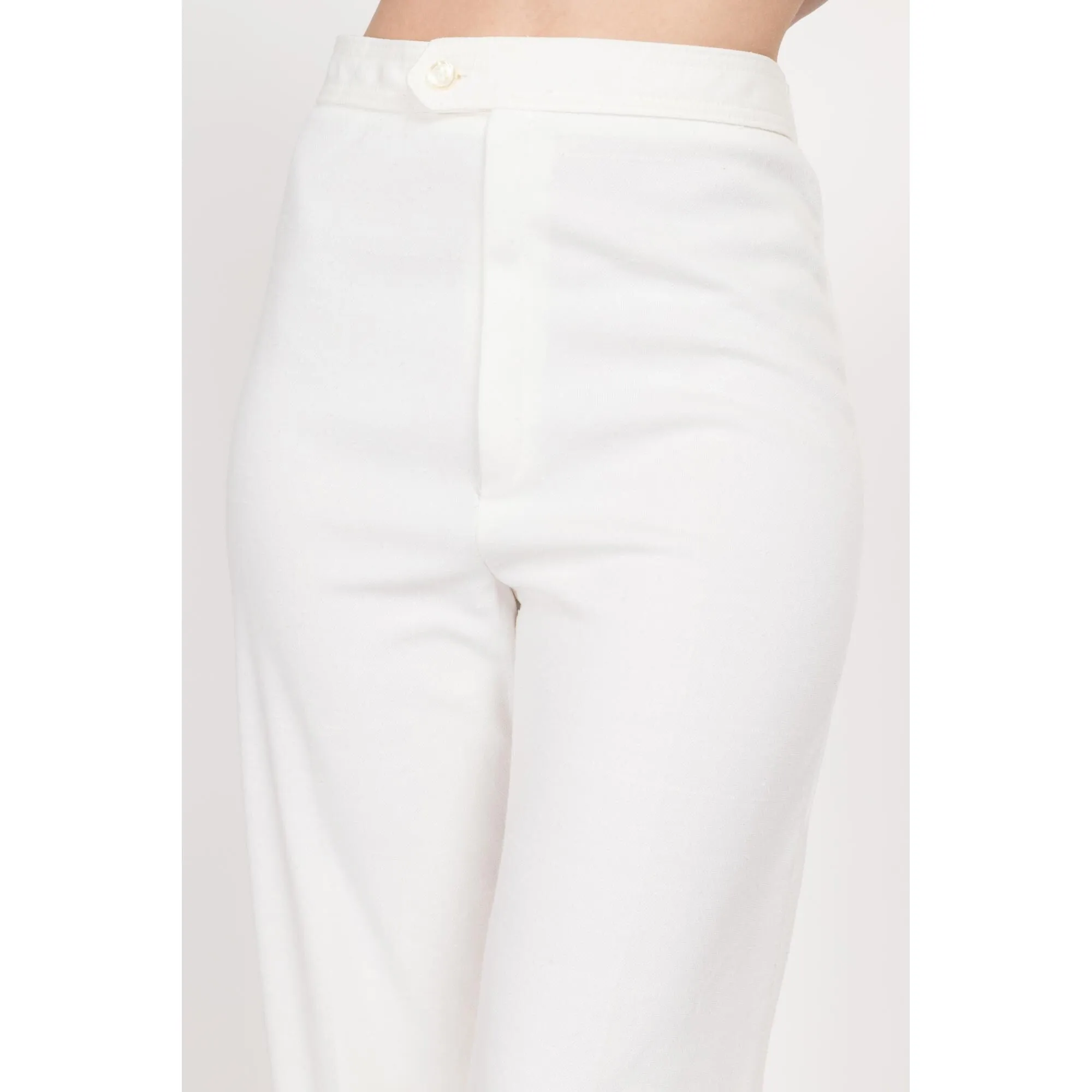 Small 70s White Wide Leg Trousers 27"