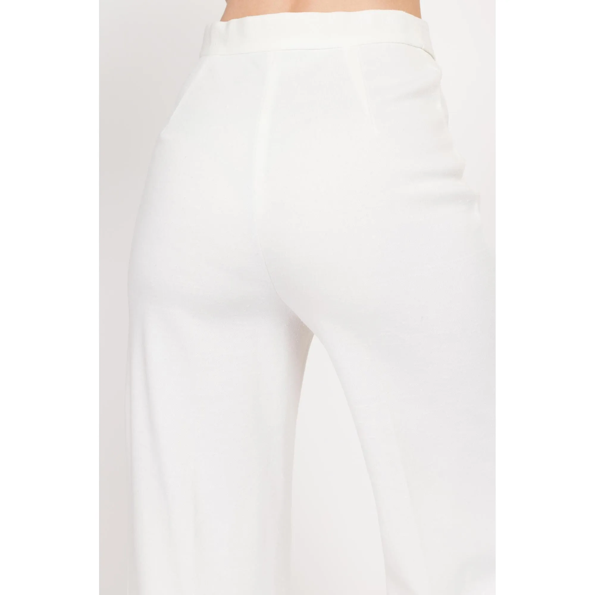 Small 70s White Wide Leg Trousers 27"