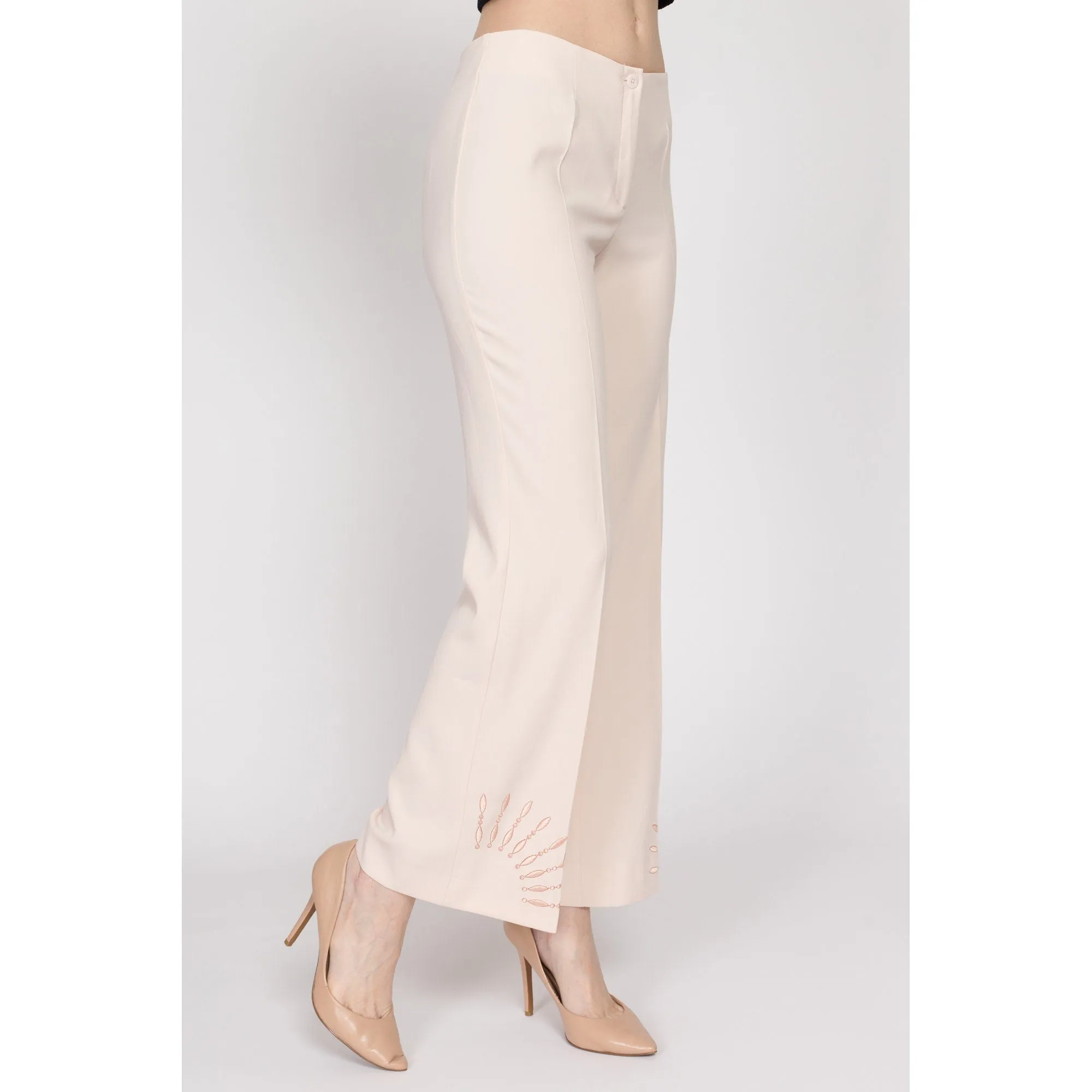 Small Y2K Blush Pink Embroidered Sunbeam Trousers