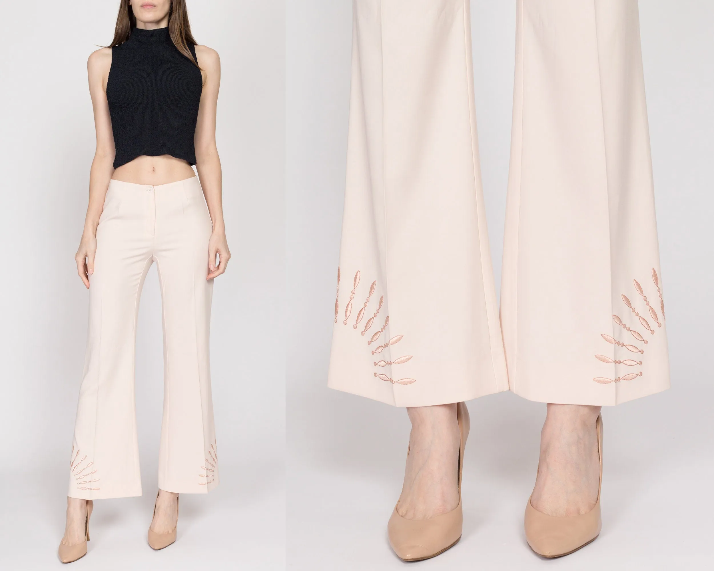 Small Y2K Blush Pink Embroidered Sunbeam Trousers