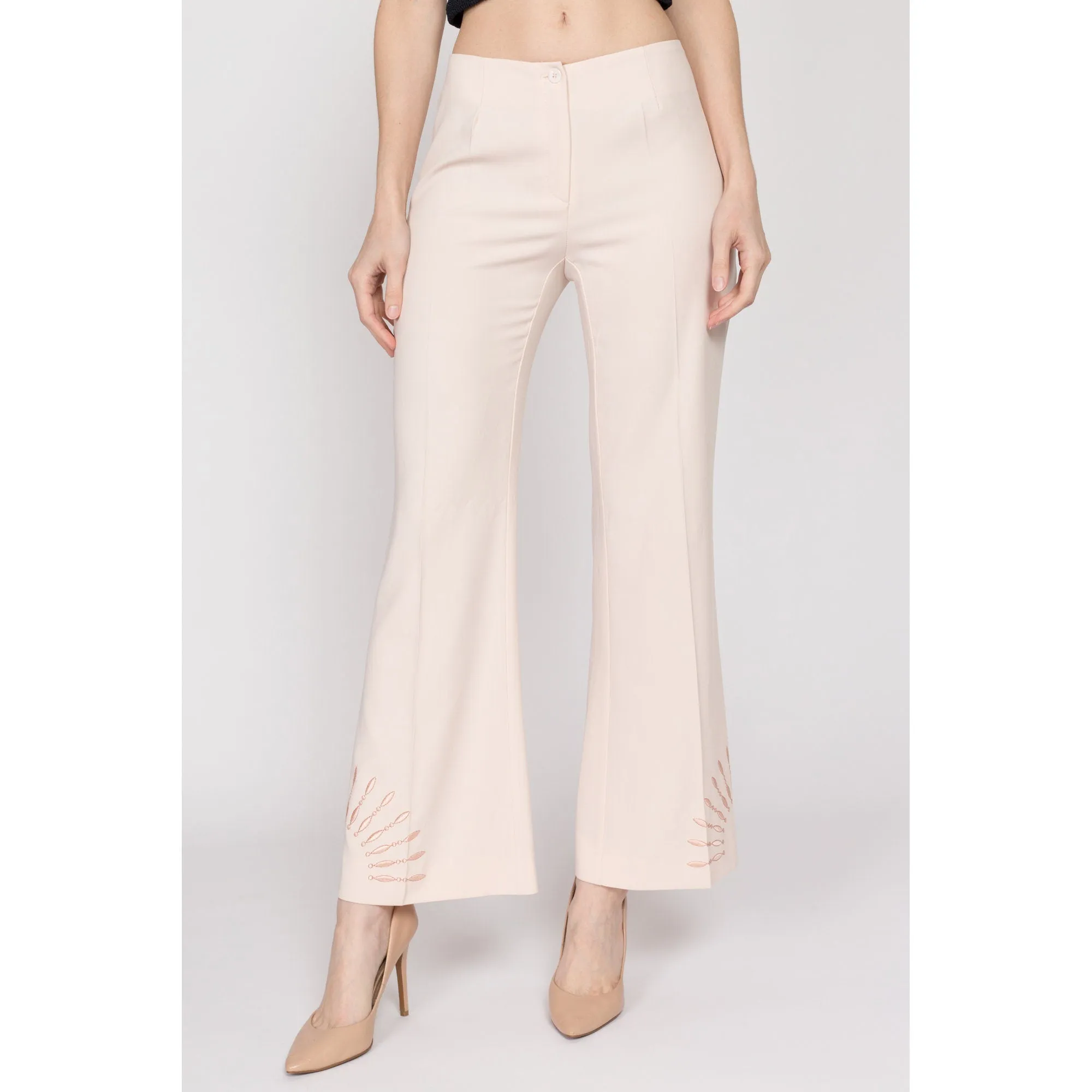 Small Y2K Blush Pink Embroidered Sunbeam Trousers