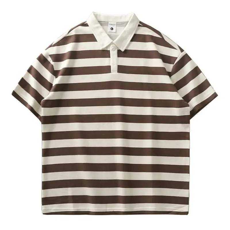 Striped Short Sleeve POLO Shirt for Men-Casual T Shirts