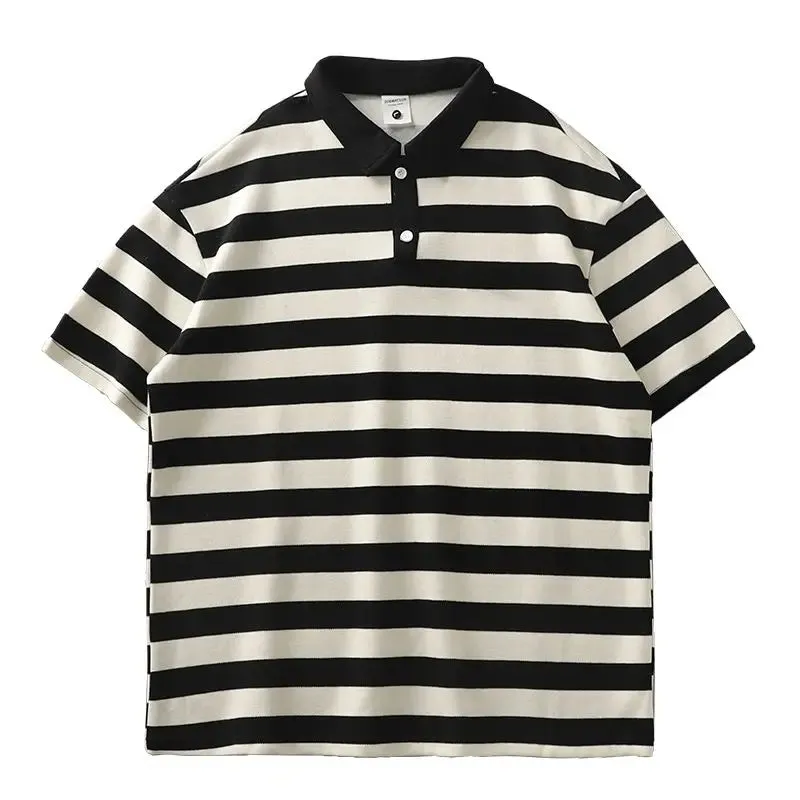 Striped Short Sleeve POLO Shirt for Men-Casual T Shirts