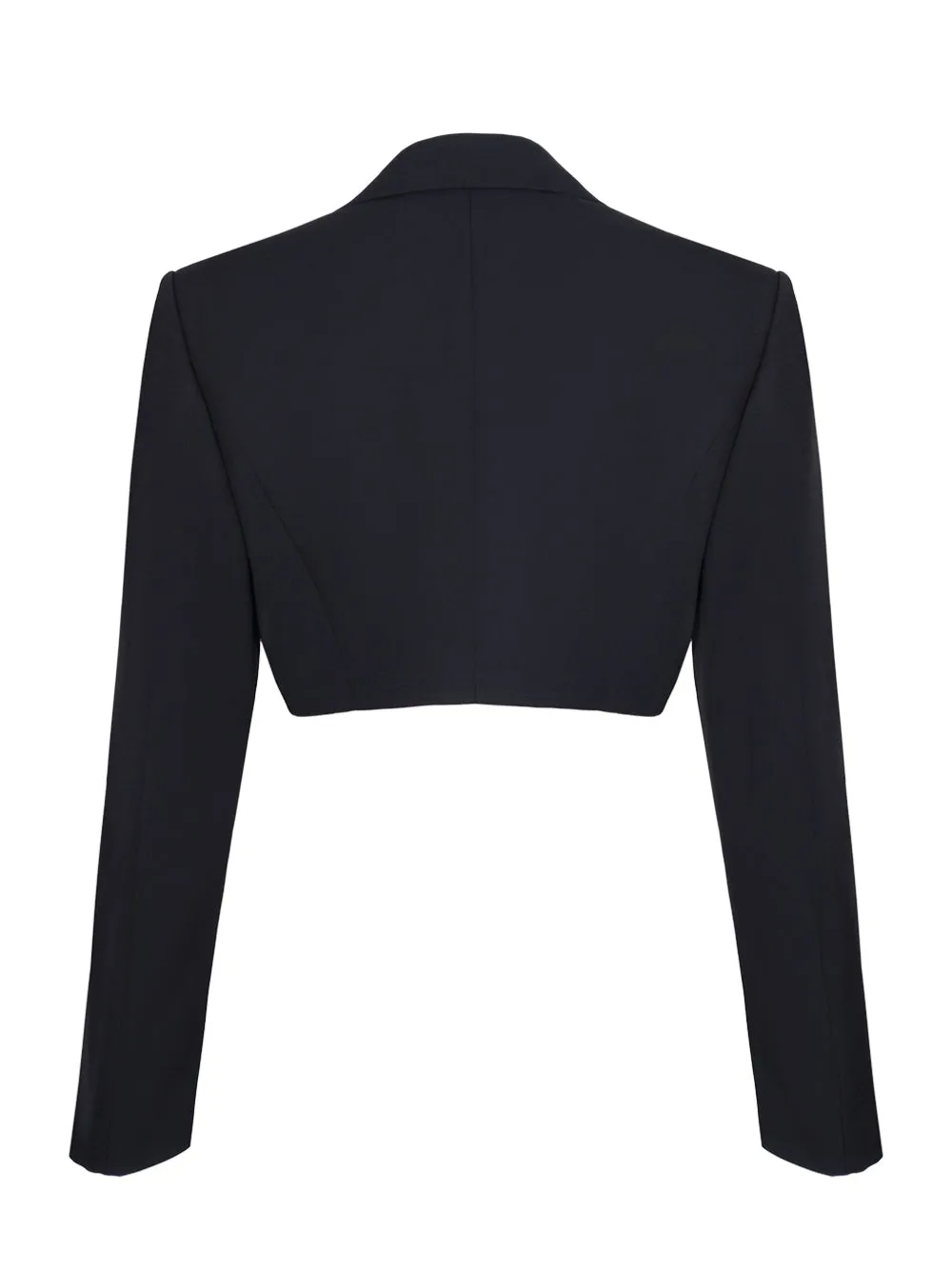 Tuxedo Cropped Blazer With Logo Embroidery (Black)