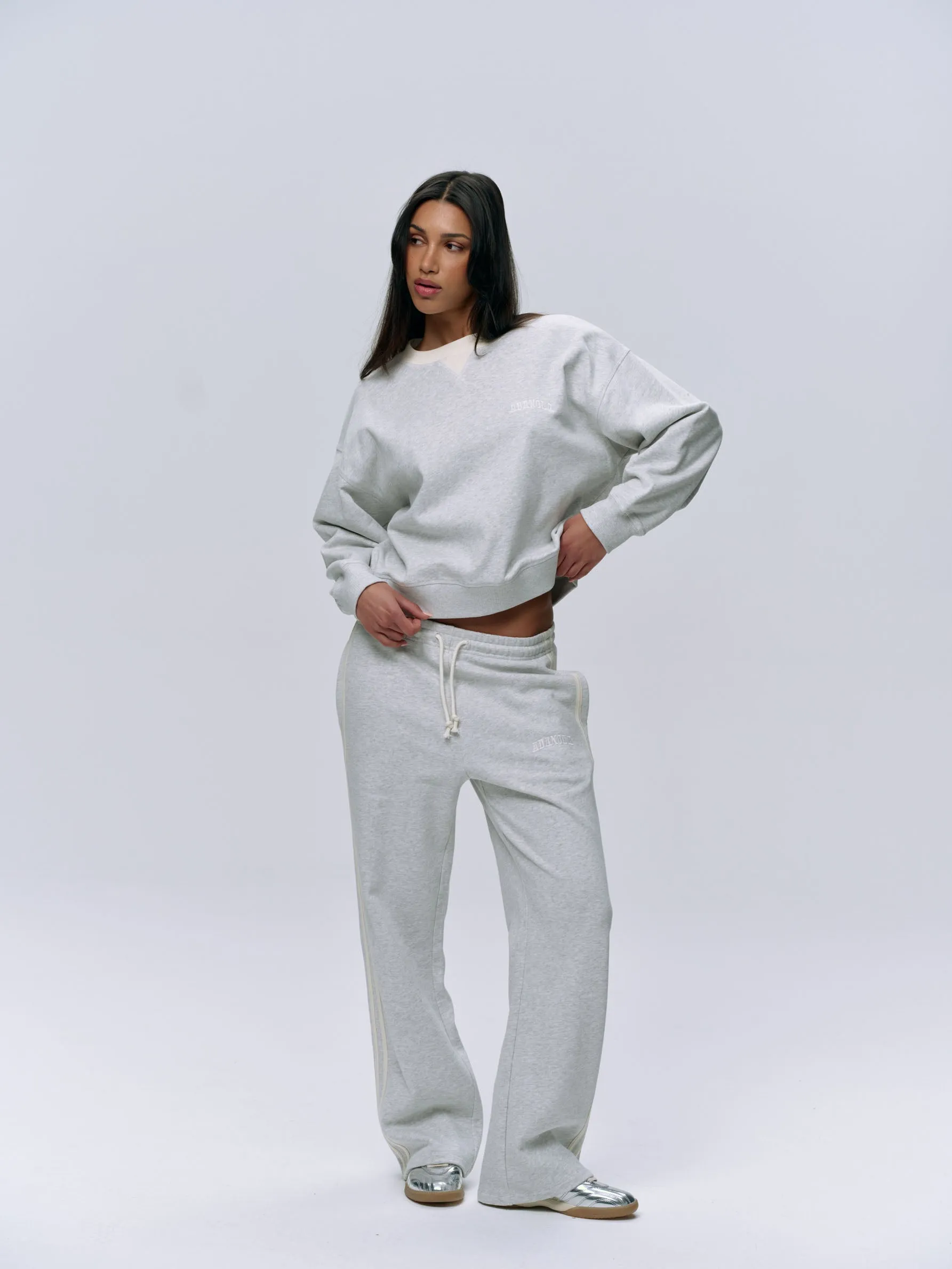 Varsity Loose Fit Sweatpants - Light Grey Melange/Marshmallow White