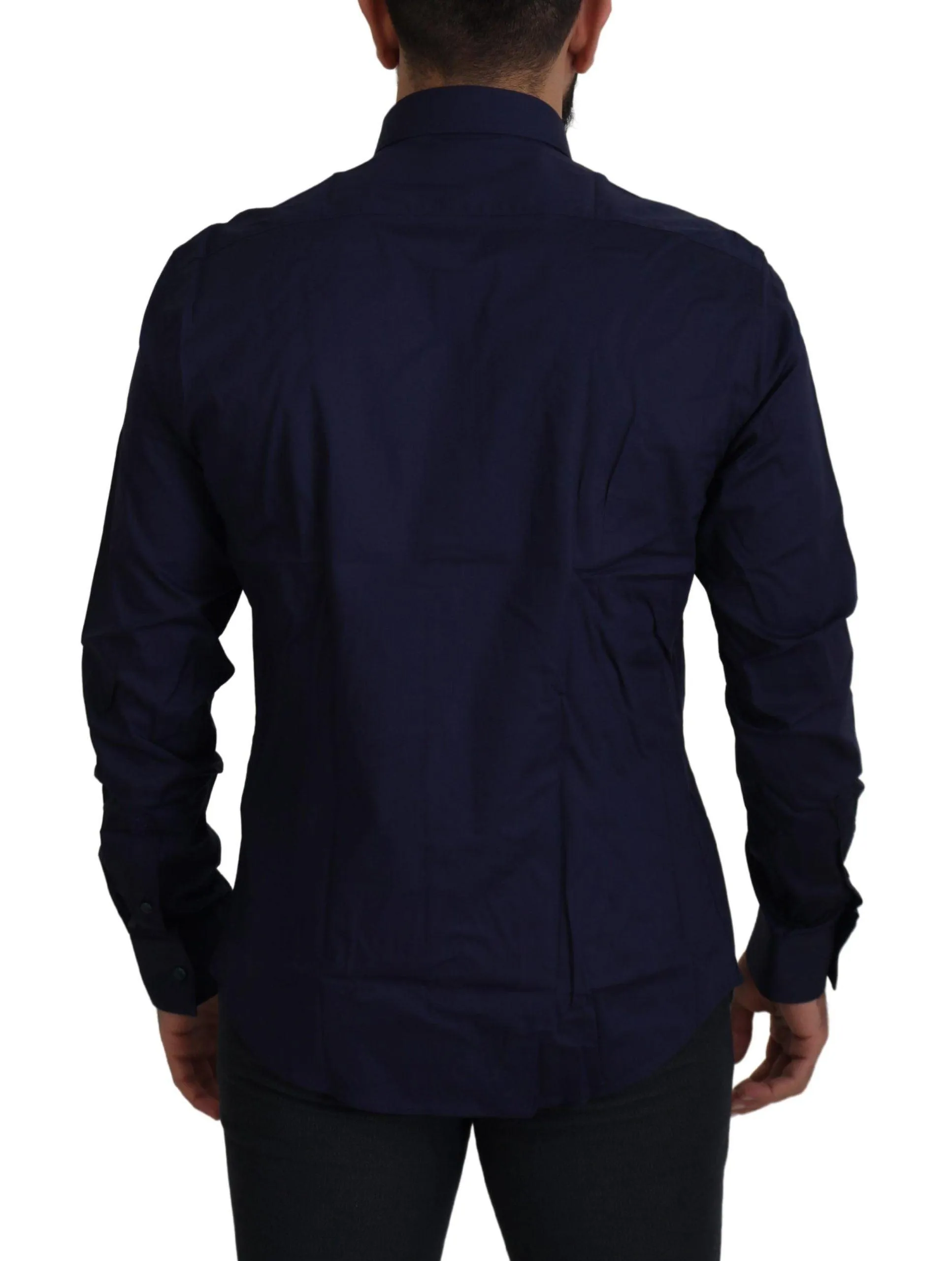 Versace Collection Dark Blue Cotton Formal Dress Trend Shirt