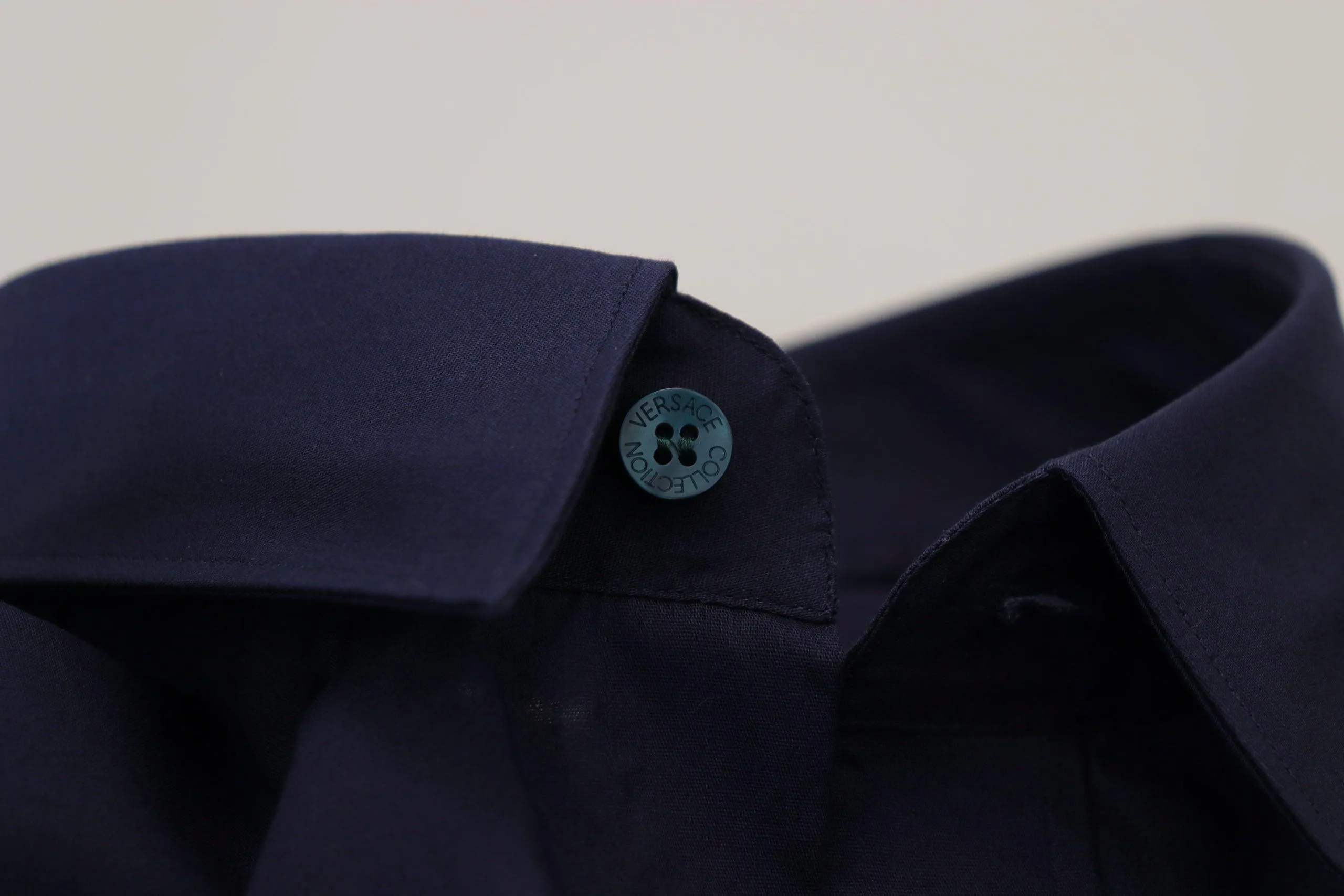 Versace Collection Dark Blue Cotton Formal Dress Trend Shirt