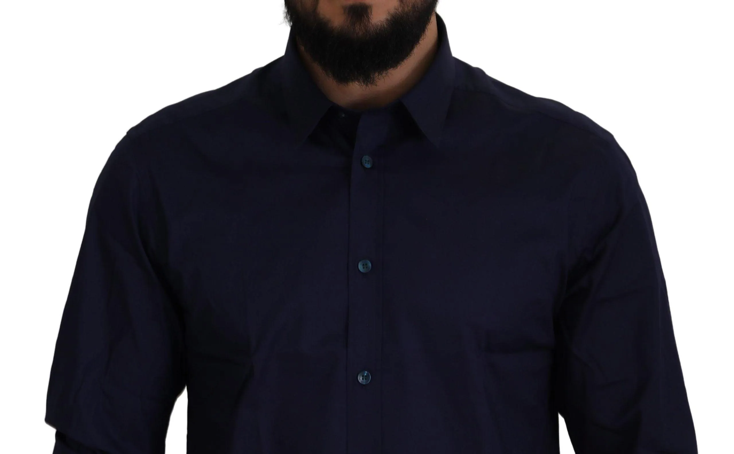 Versace Collection Dark Blue Cotton Formal Dress Trend Shirt