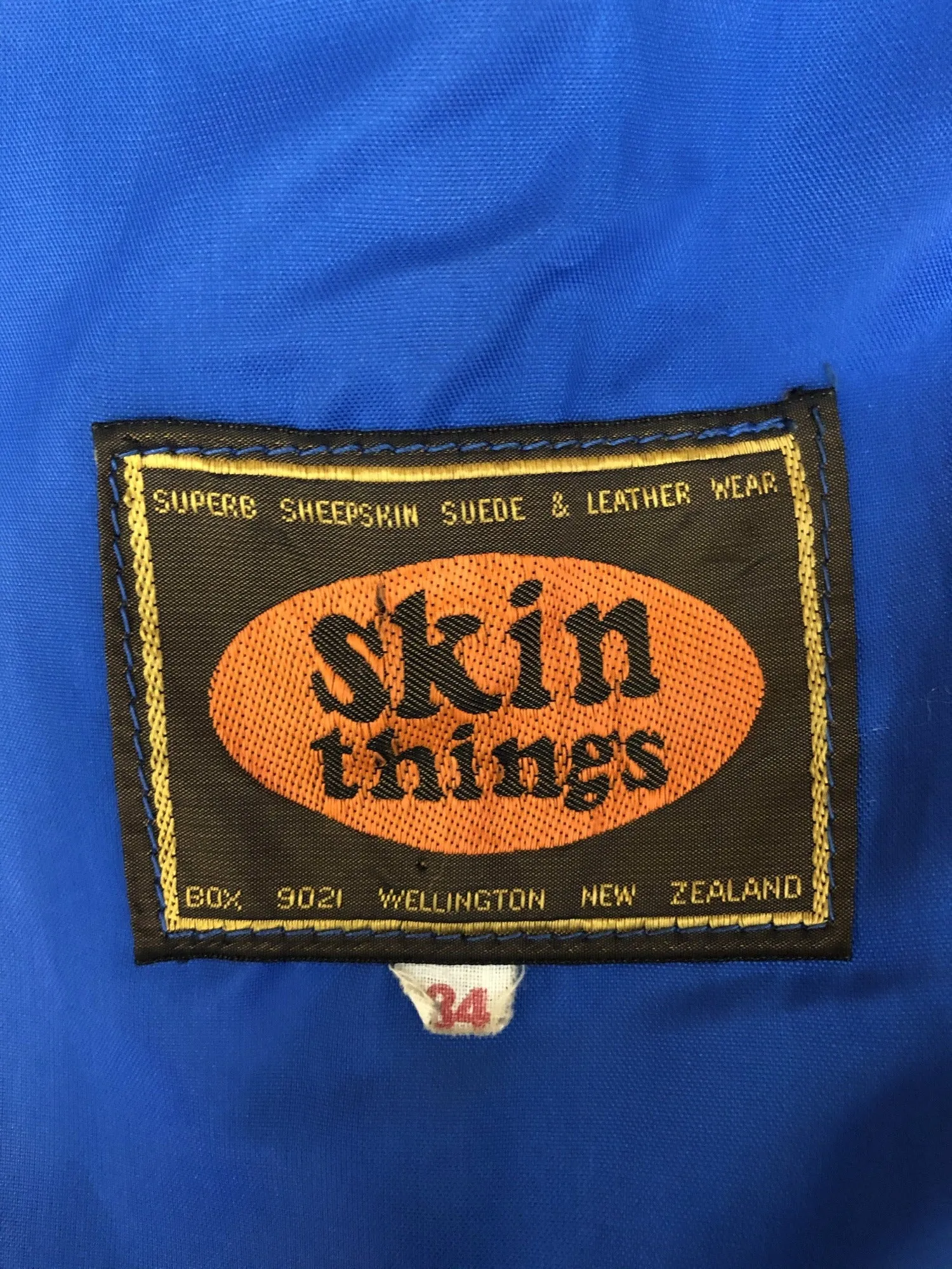 Vintage 1960s 1970s Sheepskin Coat by Skin Things in Blue - Size UK 10
