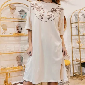 Western Floral Slouchy T-Shirt Dress