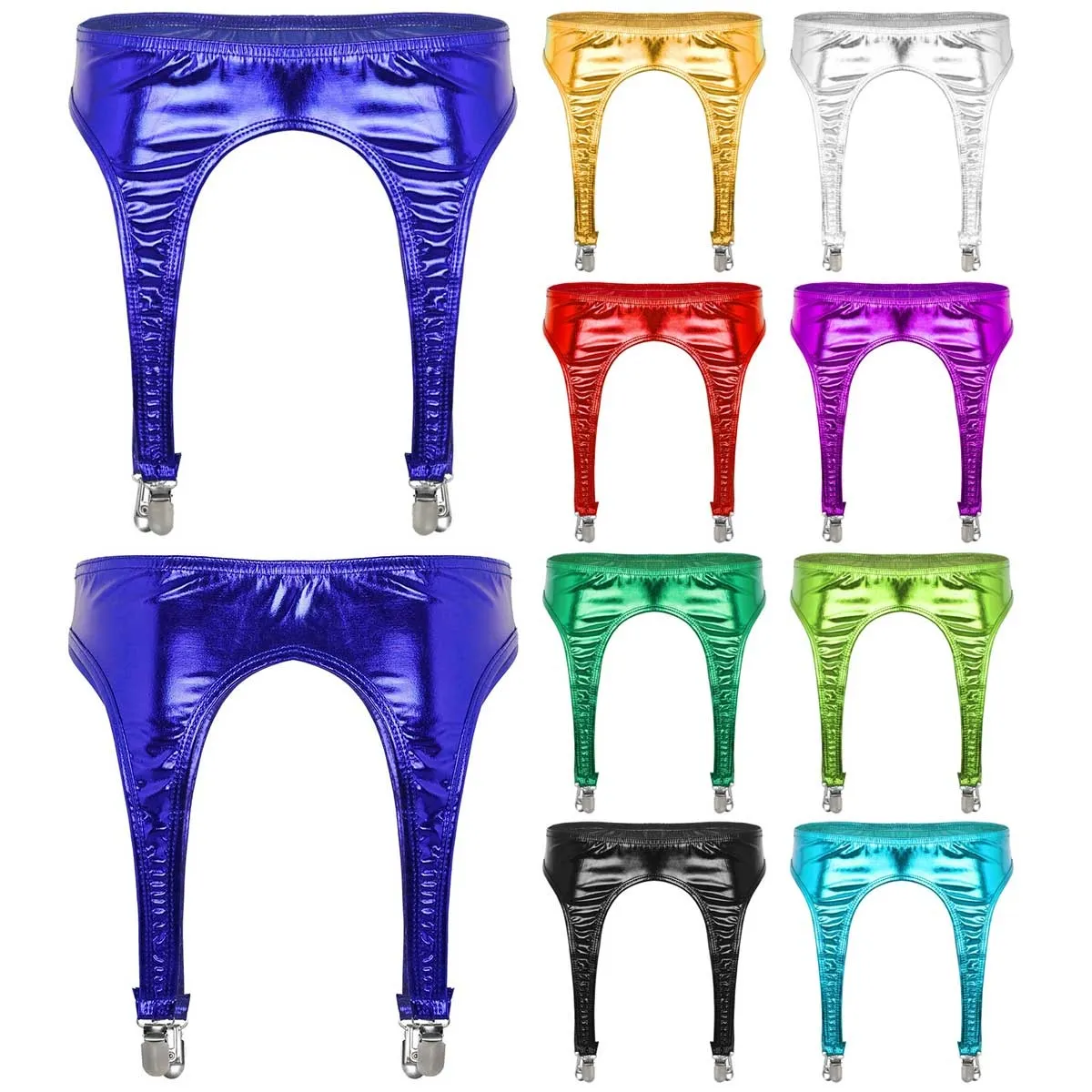 Women's Erotic Shiny Sexy Garter / Adult Underwear with Duck-Mouth Clips