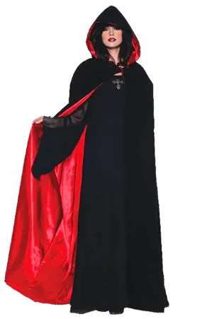 Womens Velvet & Satin Red Gothic Cape