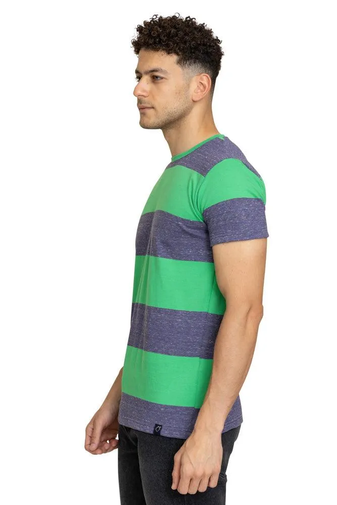 W.Striped Green Striped Round T-shirt