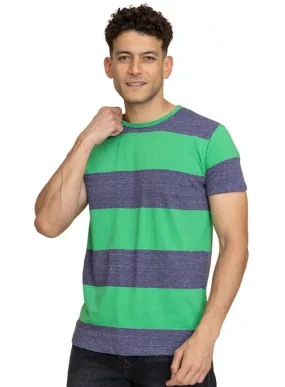W.Striped Green Striped Round T-shirt