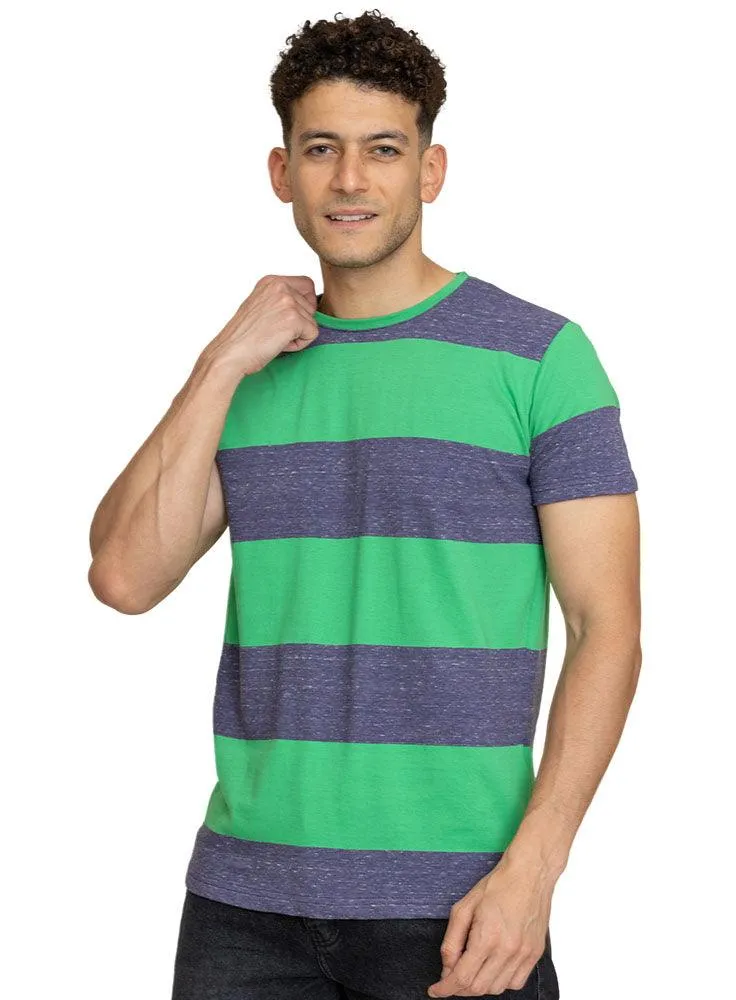 W.Striped Green Striped Round T-shirt