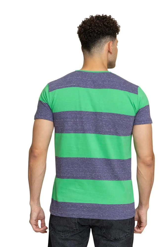W.Striped Green Striped Round T-shirt