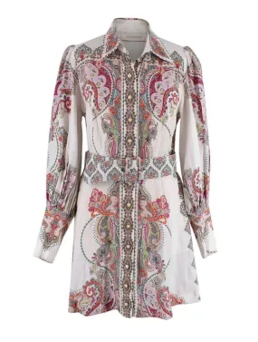 ZIMMERMANN NINETY-SIX SHIRT PAISLEY PRINT LINEN DRESS SIZE 2 M SOLD OUT ladies